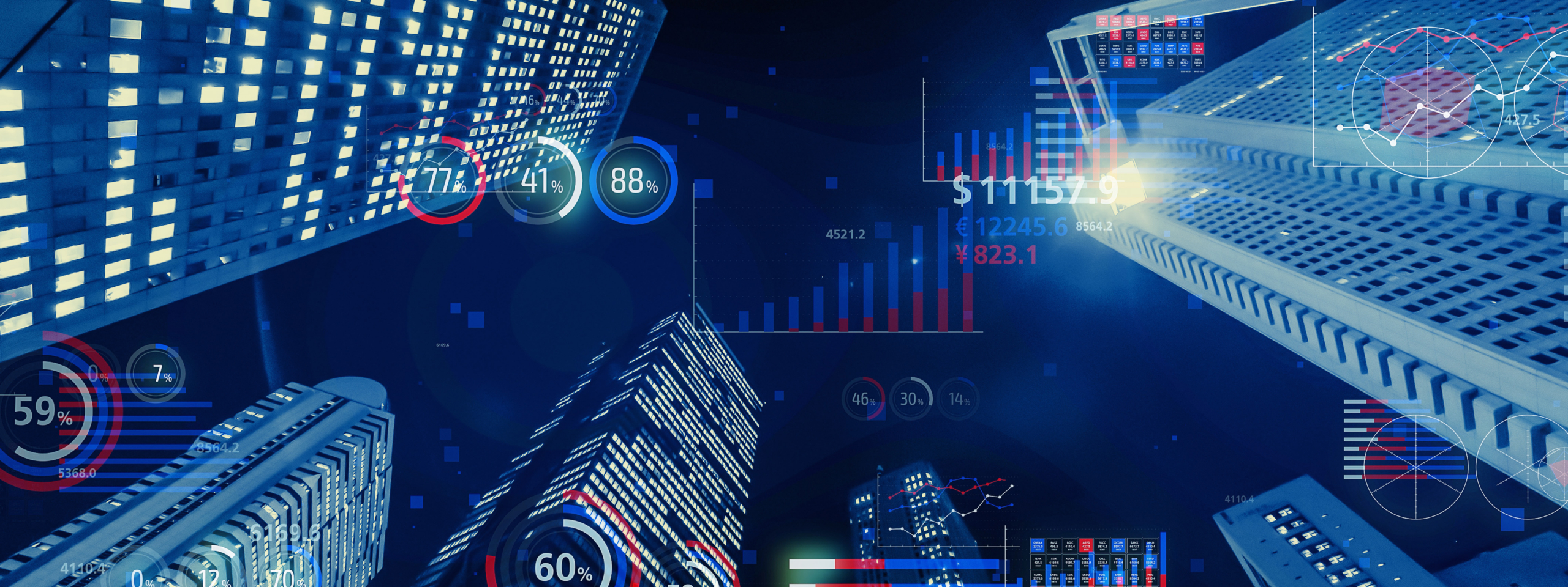 Modern,Buildings,And,Financial,Charts.,Financial,Technology.,Fintech.,Data,Analytics.